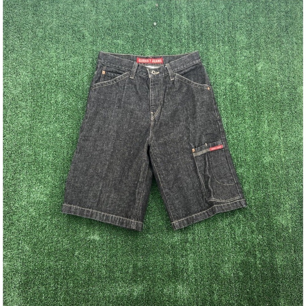 Vintage Guess Carpenter Jean Shorts Black Denim Men's 30